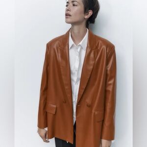 ZARA Oversized leather blazer size small